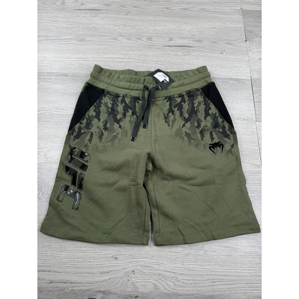 UFC Venum Shorts Mens S Green Black Snake Fight Week Camouflage Pockets 9"